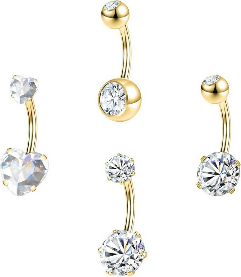 LuxusKollektion Bauchnabelpiercing-Set Bauchnabelring Set Kubischer Zirkonia 14G Edelstahl 4 Stück Frauen LuxusKollektion Bauchnabelpiercing-Set Bauchnabelring Set Kubischer Zirkonia 14G Edelstahl 4 Stück Frauen von LuxusKollektion