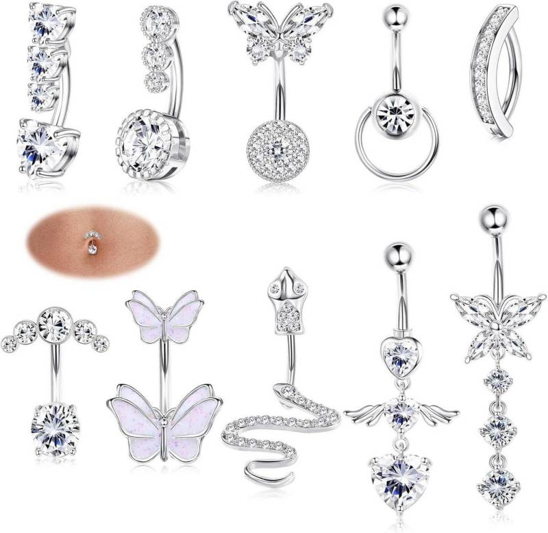 Morfetto Bauchnabelpiercing-Set Bauchnabelringe Set 14G Packung Chirurgenstahl Gold Schmetterling von Morfetto