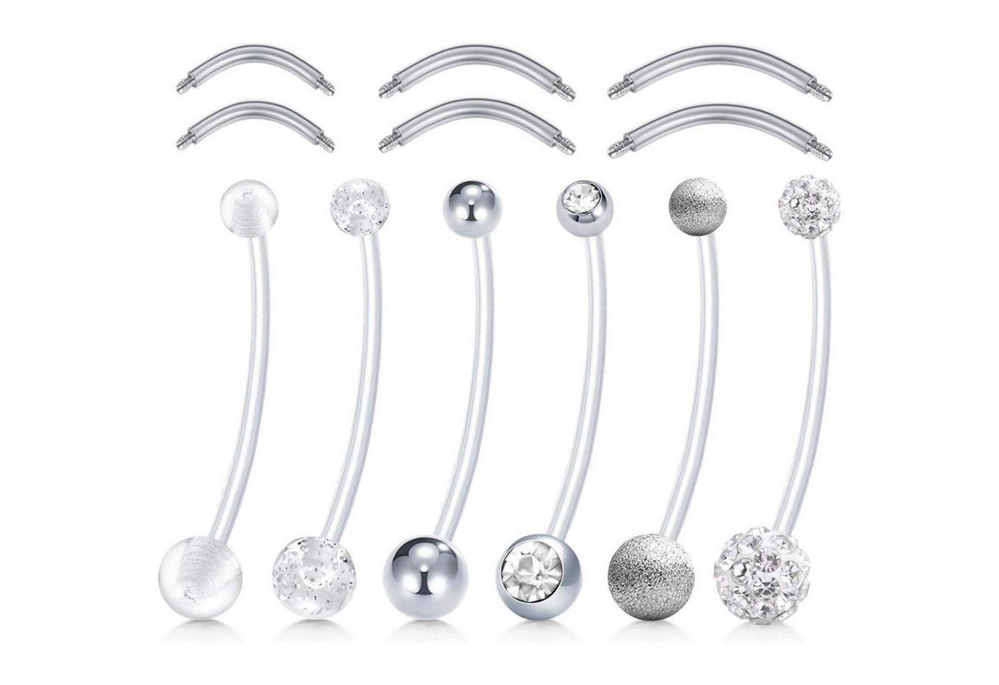 LuxusKollektion Bauchnabelpiercing-Set Nabelringe Schwangerschaftpiercing Babyfuß Retainer 25mm Stild-silber von LuxusKollektion