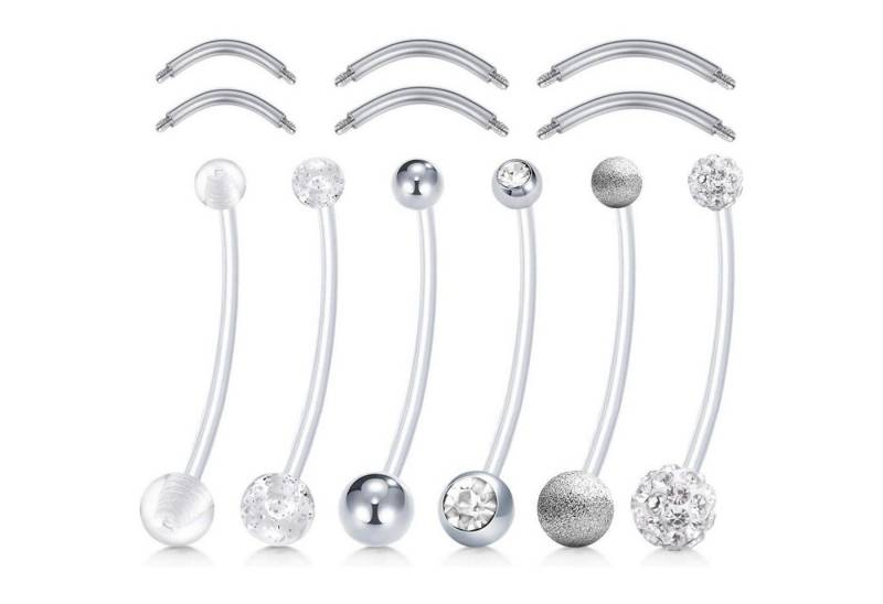 LuxusKollektion Bauchnabelpiercing-Set Nabelringe Schwangerschaftpiercing Babyfuß Retainer 25mm Stild-silber von LuxusKollektion