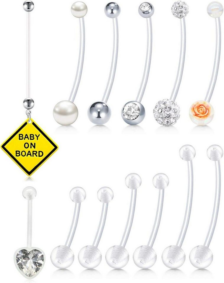 LAURITAMI Bauchnabelpiercing-Set Schwangerschaft Bauchnabelpiercing Acryl Bioflex 6stk von LAURITAMI
