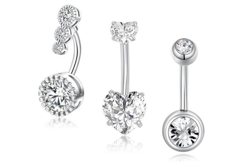 Besyvvin Bauchnabelpiercing-Set Set Bauchnabelpiercing 3er Piercing 6/8/10/12/14/16mm Chirurgenstahl von Besyvvin