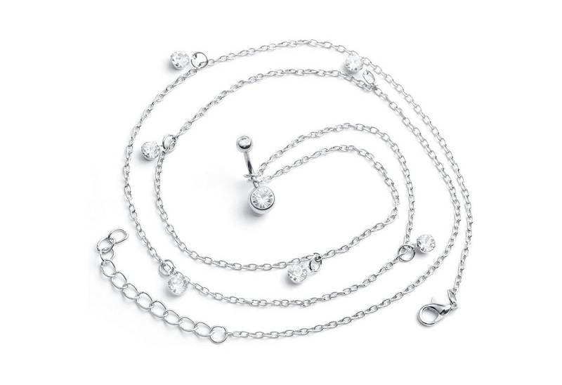 Crdifu Bauchnabelpiercing-Set Silber Bauchnabelpiercing 10mm Chirurgenstahl Kette 14G Damen Frau von Crdifu