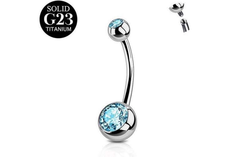 FunZing Bauchnabelpiercing Titan Bauchnabelpiercing 14G Barbell CZ Blau Rosa 16mm von FunZing