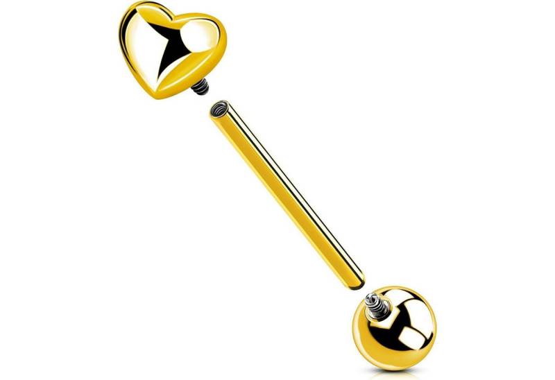 LuxusKollektion Bauchnabelpiercing Titan Bauchnabelpiercing Herz CZ Navel Bars 16mm Belly Button Ring von LuxusKollektion