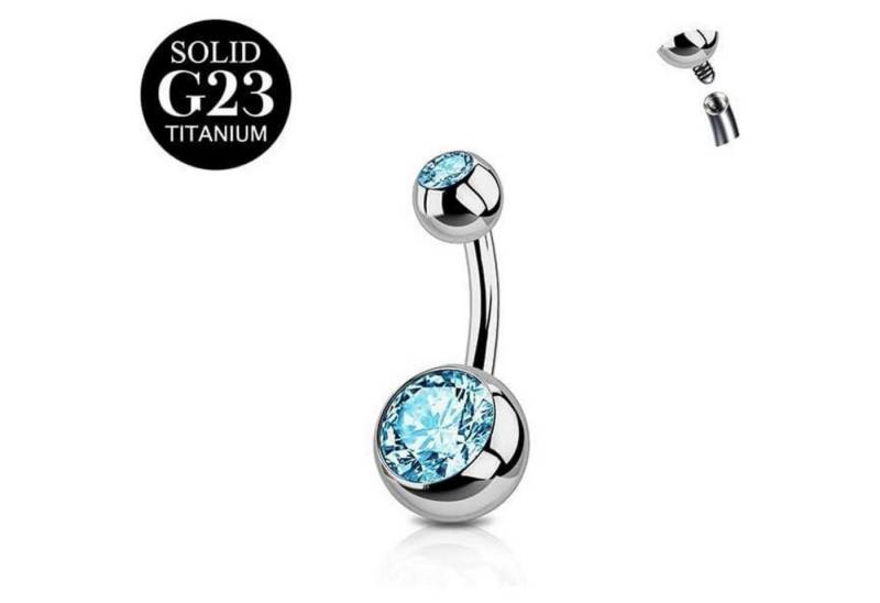 FunZing Bauchnabelpiercing Titan Bauchnabelpiercing Silber 6mm 14G CZ Barbell Blau Rosa von FunZing