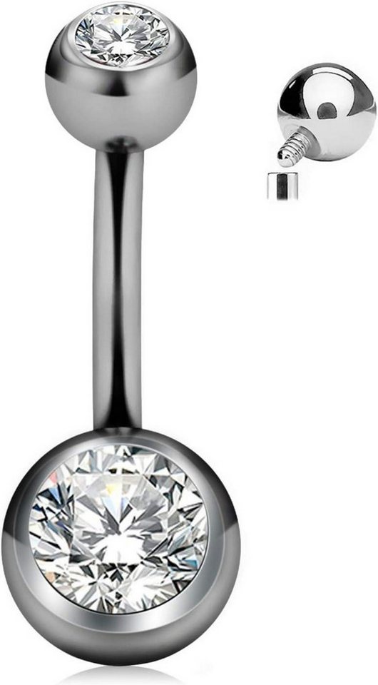 CIZME Bauchnabelpiercing Titanium Belly Button Piercing 6mm Crystal 14G Short Navel Piercing von CIZME