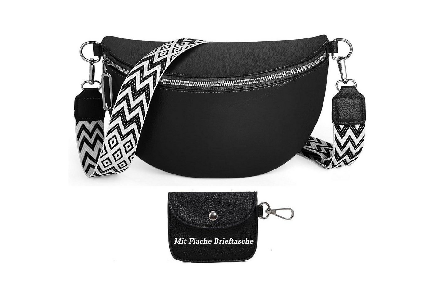 LuxusKollektion Bauchtasche Bauchtasche Damen Crossbody Veganleder Reisen Schwarz+geldbörse von LuxusKollektion