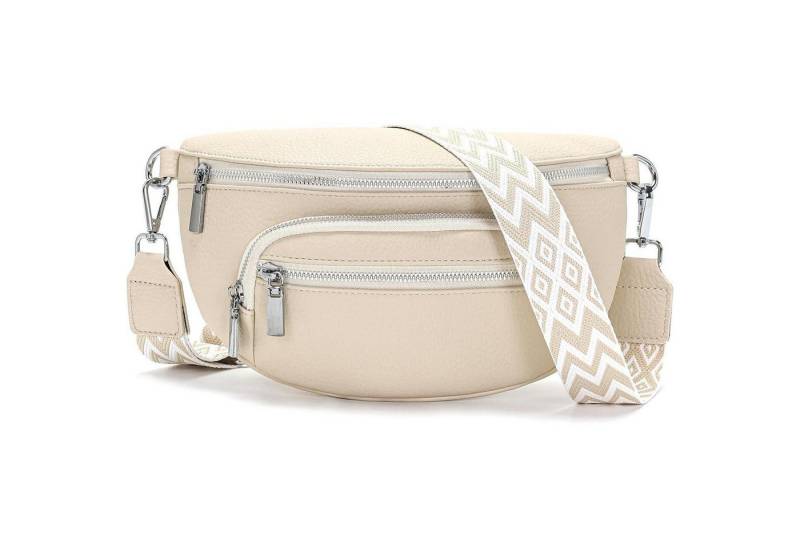 LuxusKollektion Bauchtasche Bauchtasche Damen Gürteltasche Handtasche Crossbody Leder A-beige von LuxusKollektion