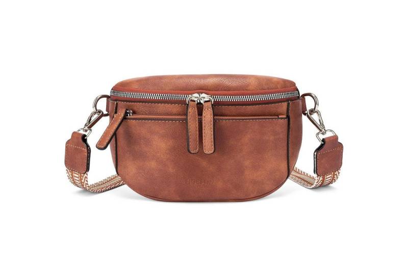 LuxusKollektion Bauchtasche Bauchtasche Damen PU Leder Crossbody Bag Breiter Gurt Braun von LuxusKollektion