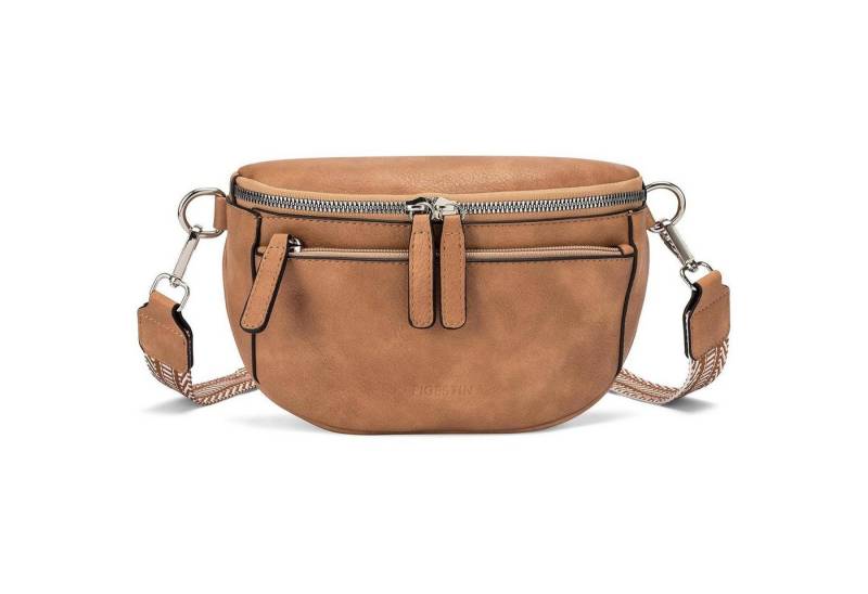 LuxusKollektion Bauchtasche Umhängetasche Damen PU Leder Crossbody Bag Breiter Gurt Kamelbraun von LuxusKollektion