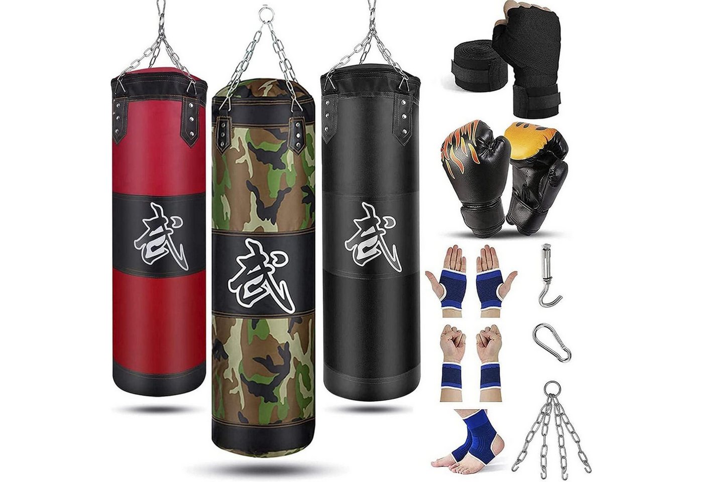 LuxusKollektion Boxhandschuhe Schwerer Boxsack 120cm für Erwachsene Jugendliche Kinder ungefüllt MMA von LuxusKollektion