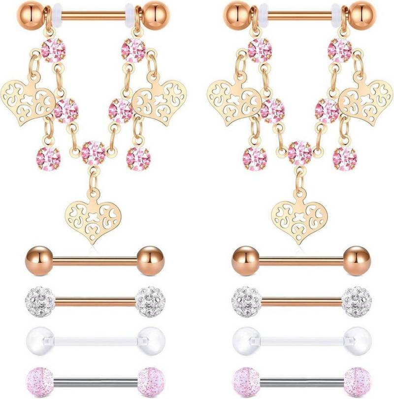 D.Bella Brustwarzenpiercing 14G Chirurgenstahl Brustwarzenpiercing Set Schwarz 10er Pack von D.Bella