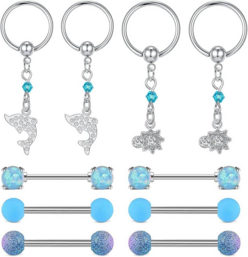 D.Bella Brustwarzenpiercing 14G Chirurgenstahl Nippelrings Set Schwarz Brustwarzenpiercing von D.Bella