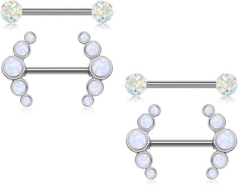 Mayhoop Brustwarzenpiercing 14G Nippel Piercing Brustwarzenpiercing Chirurgenstahl Opal Katze von Mayhoop