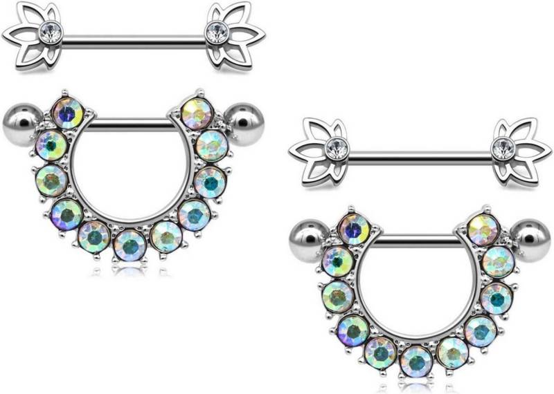 Mayhoop Brustwarzenpiercing 14G Nippel Piercing Brustwarzenpiercing Chirurgenstahl Opal von Mayhoop