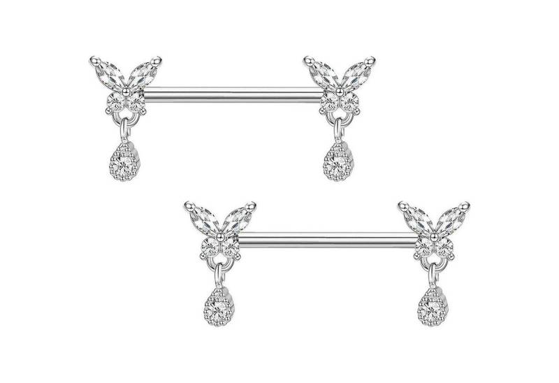Gojewen Brustwarzenpiercing Brustwarzenpiercing 14mm Chirurgenstahl Nippelpiercing Gold Frau von Gojewen
