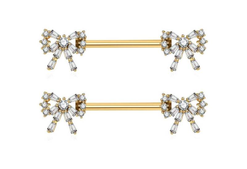 Gojewen Brustwarzenpiercing Brustwarzenpiercing Gold 14mm Chirurgenstahl Nippelpiercing Bars von Gojewen