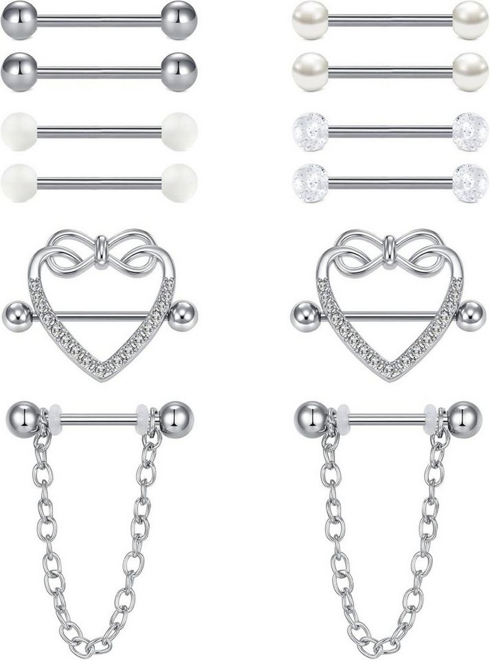 LAURITAMI Brustwarzenpiercing Brustwarzenpiercing Nippelpiercing Edelstahl Nippel Ringe Herz Barbell von LAURITAMI