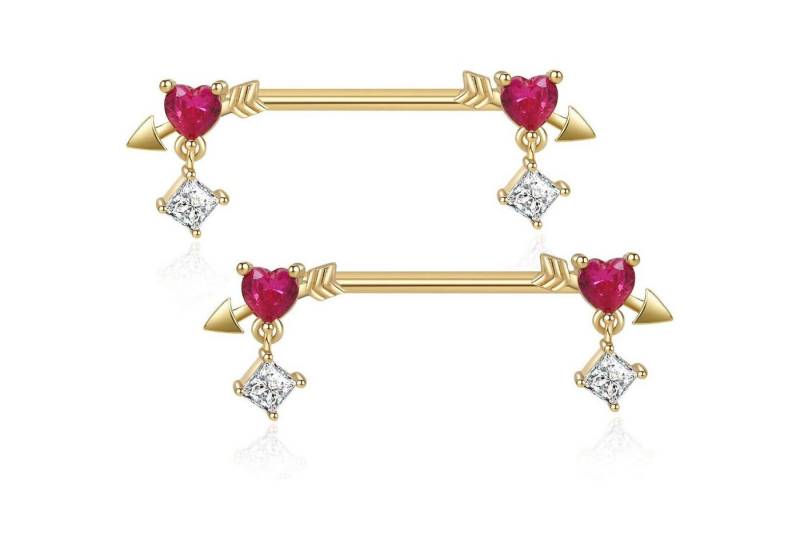 Gojewen Brustwarzenpiercing Gold Brustwarzenpiercing 14mm Stablänge Chirurgenstahl Nippelpiercing von Gojewen