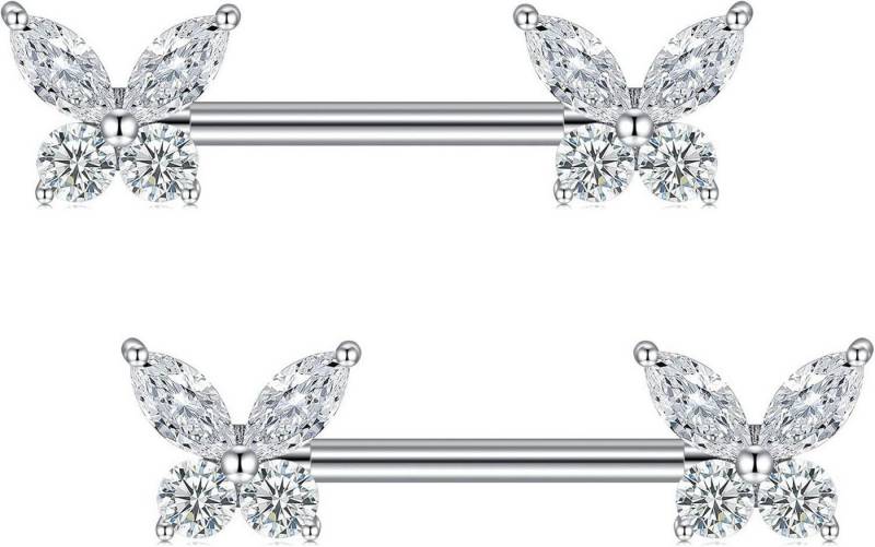 Mayhoop Brustwarzenpiercing Nippel Piercing Schmetterling Diamant 14G Brustwarzenpiercing von Mayhoop