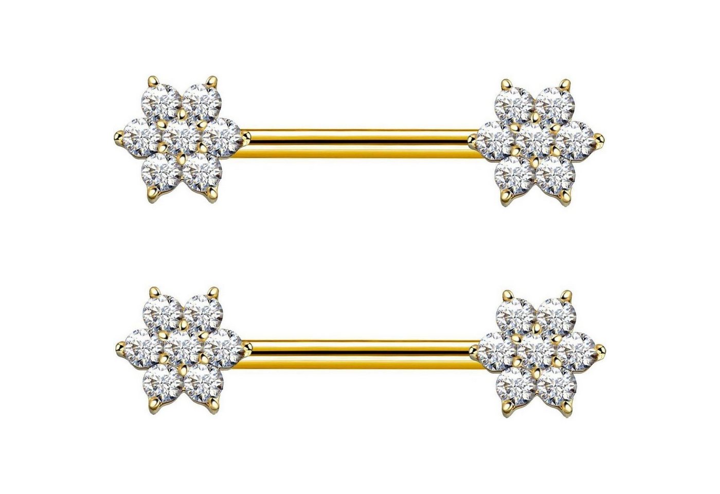 LuxusKollektion Brustwarzenpiercing-Set Brustwarzenpiercing 14mm Chirurgenstahl Gold Damen Stil F von LuxusKollektion