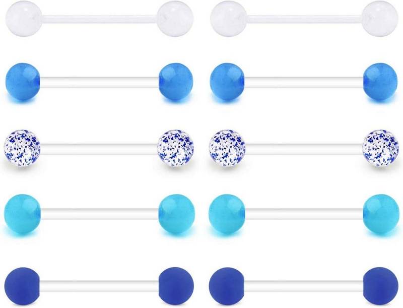 Mayhoop Brustwarzenpiercing-Set Zungenpiercing Brustwarzenpiercing Set 16mm Bioflex Barbell 316L von Mayhoop