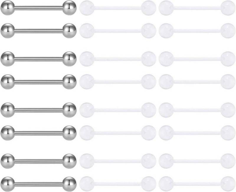 Mayhoop Brustwarzenpiercing-Set Zungenpiercing Brustwarzenpiercing Set 16mm Bioflex Kunststoff Barbell von Mayhoop