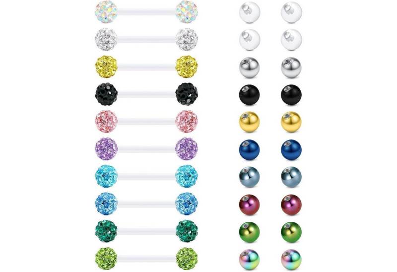 LuxusKollektion Brustwarzenpiercing Zungenpiercing Bioflex Klar 12 14 16 18 25 32 35 38 14g 1,6*14mm von LuxusKollektion