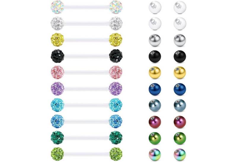 Rajnard Brustwarzenpiercing Zungenpiercing Kunststoff Klar 12-38mm Bioflex Schmuck 14g von Rajnard