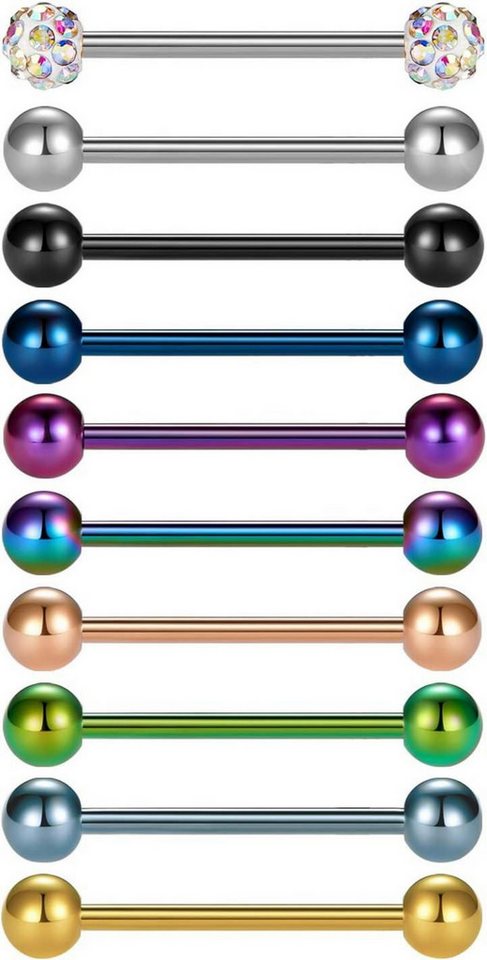 Briana Williams Brustwarzenpiercing Zungenpiercing Nippelpiercing Brustwarzenpiercing 10er Set 14G 18mm von Briana Williams