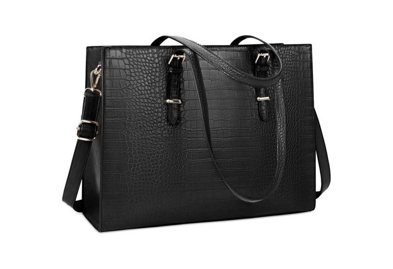 LuxusKollektion Businesstasche Damen Handtasche Shopper Groß Schwarz 15.6 Zoll Laptop PU Leder von LuxusKollektion