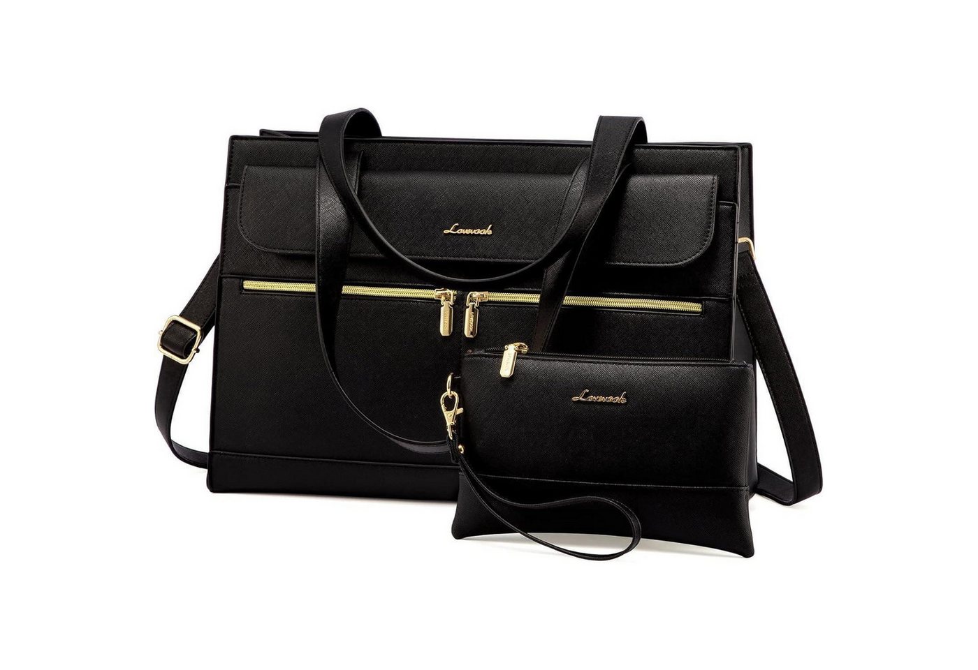 LuxusKollektion Businesstasche Damen Laptop Handtasche 15,6 Zoll PU Leder Crossbody Tote Bag von LuxusKollektion