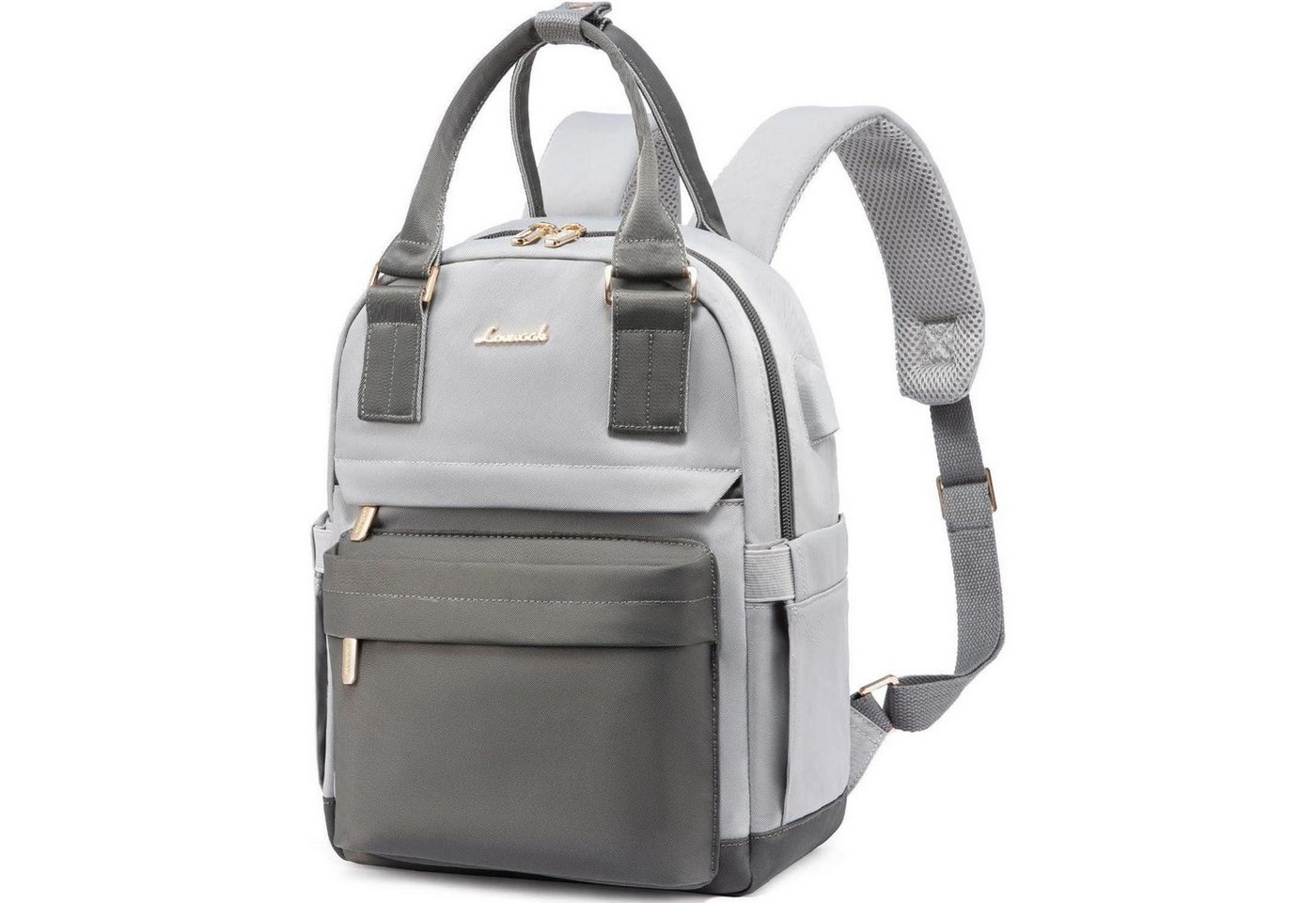 LuxusKollektion Cityrucksack Damen Mini Rucksack Wasserdicht USB Ladeanschluss Grau Blau von LuxusKollektion