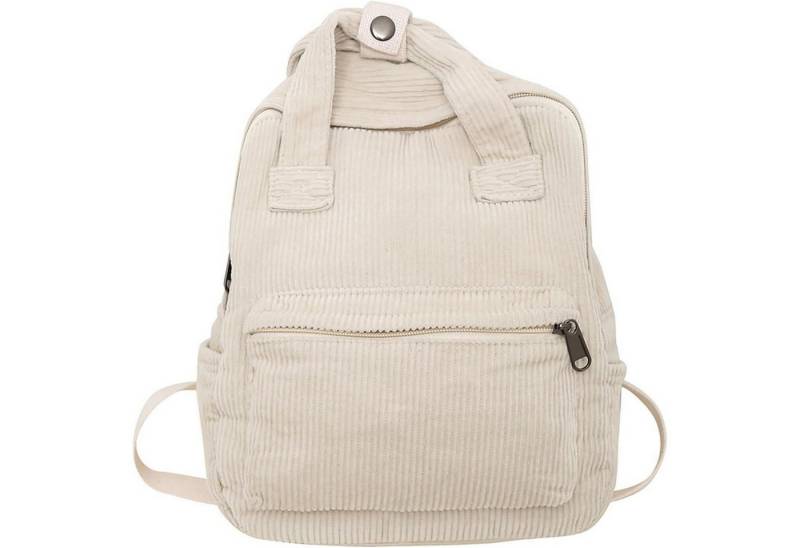 LuxusKollektion Cityrucksack Damen Rucksack Cord Cityrucksack Klein Beige für Reise Schule Arbeit von LuxusKollektion