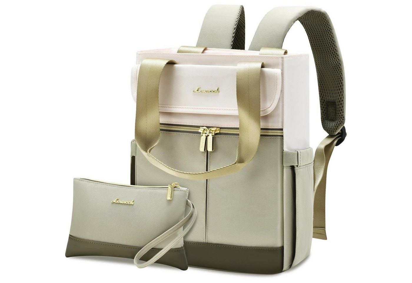 LuxusKollektion Cityrucksack Rucksack Damen Klein Cityrucksack Handtasche 2in1 13,3 Zoll Hellgrün von LuxusKollektion