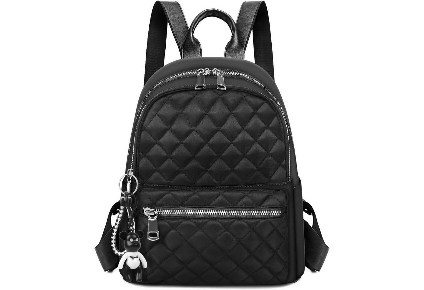 LuxusKollektion Cityrucksack Rucksack Damen Klein Wasserdicht Nylon Antithef Daypack A-schwarz von LuxusKollektion