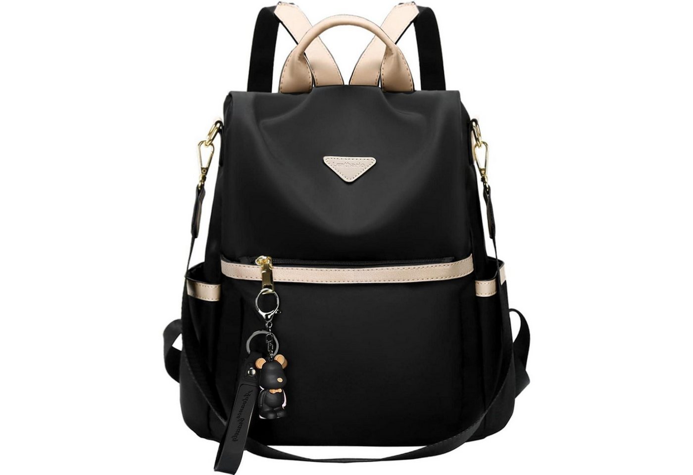LuxusKollektion Cityrucksack Rucksack Damen diebstahlsicher Cityrucksack PX4 Schwarz mit Hellkhaki von LuxusKollektion