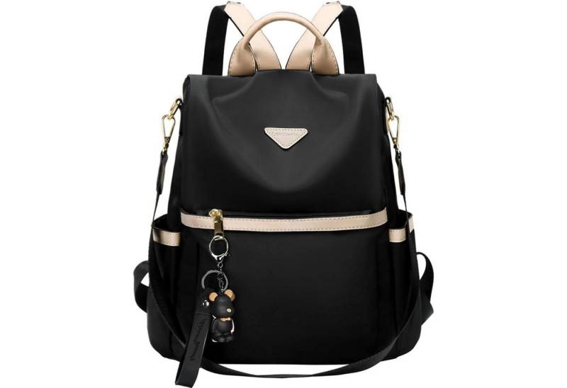 LuxusKollektion Cityrucksack Rucksack Damen diebstahlsicher Cityrucksack PX4 Schwarz mit Hellkhaki von LuxusKollektion