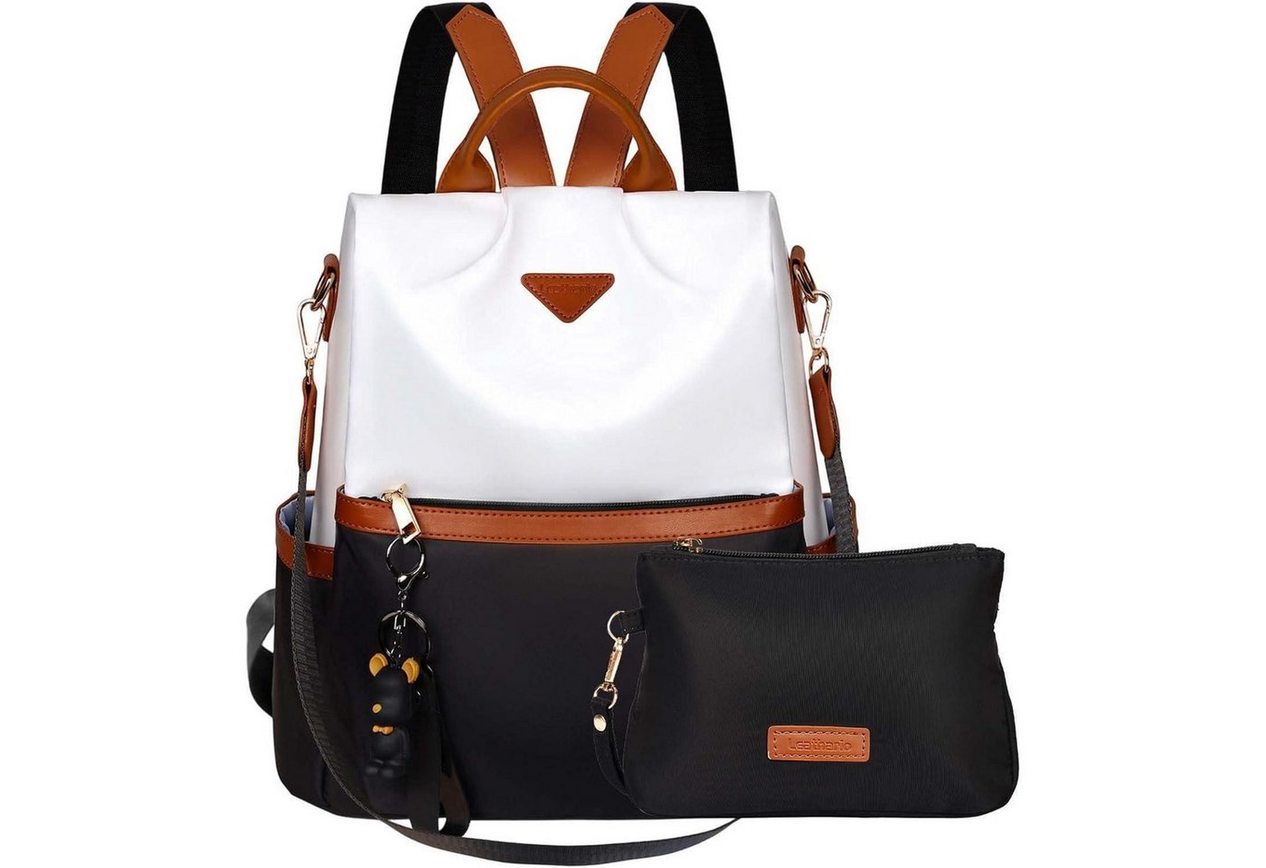 LuxusKollektion Cityrucksack Rucksack Damen klein diebstahlsicher wasserdicht Set Weiß Schwarz von LuxusKollektion
