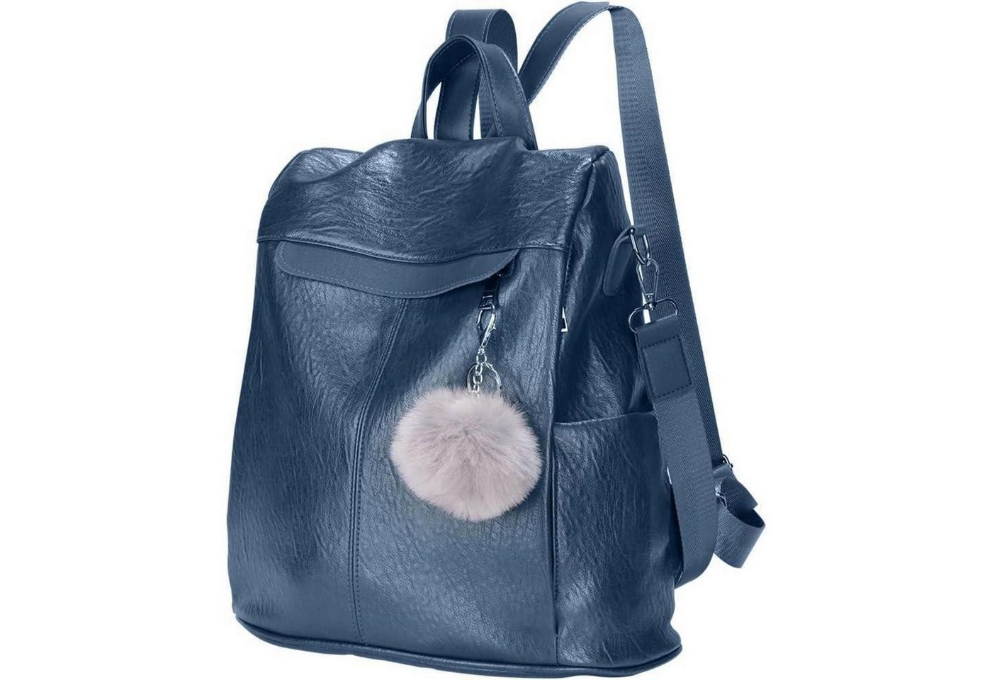 LuxusKollektion Cityrucksack Rucksack Damen wasserdicht diebstahlsicher PU Leder Blau von LuxusKollektion