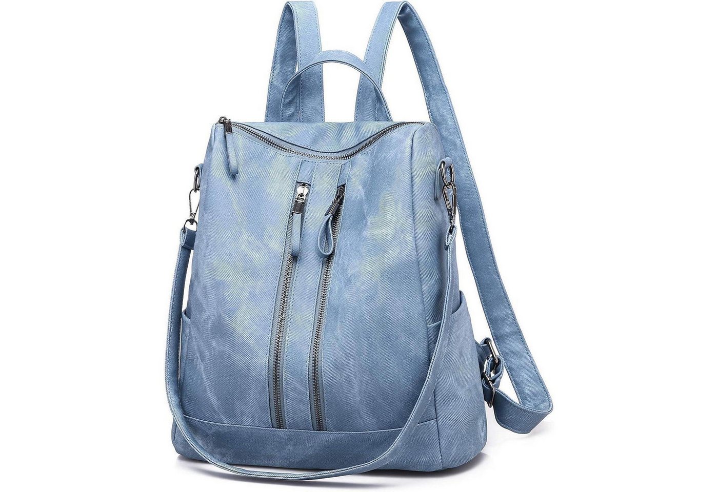 LuxusKollektion Cityrucksack Rucksack Damen wasserdicht diebstahlsicher PULeder Mehrzweck Blau von LuxusKollektion