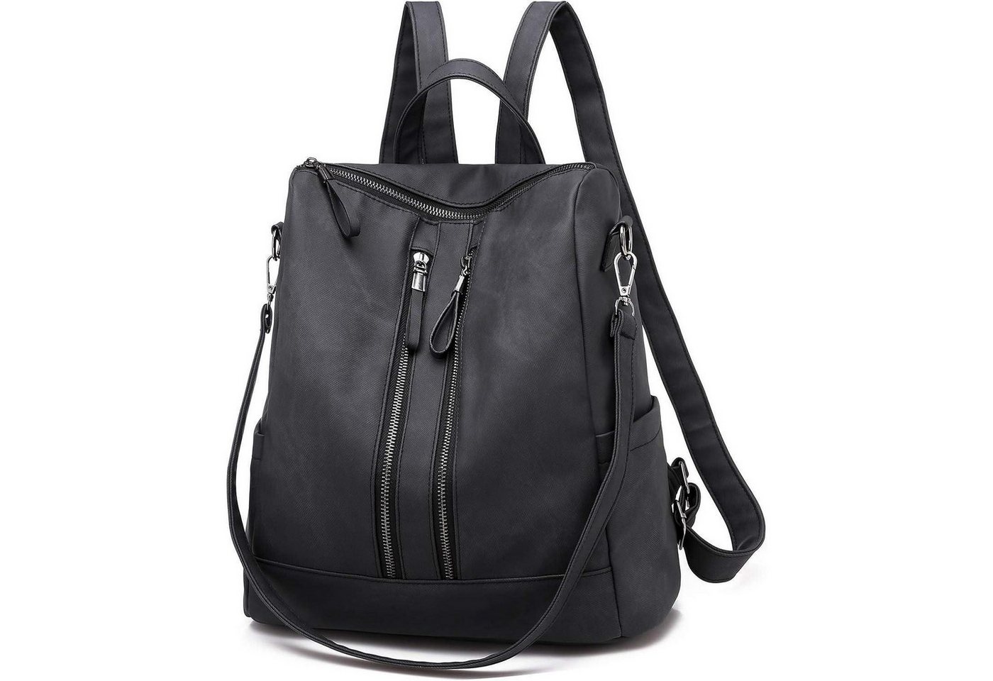 LuxusKollektion Cityrucksack Rucksack Damen wasserdicht diebstahlsicher leicht PU Leder Schwarz von LuxusKollektion