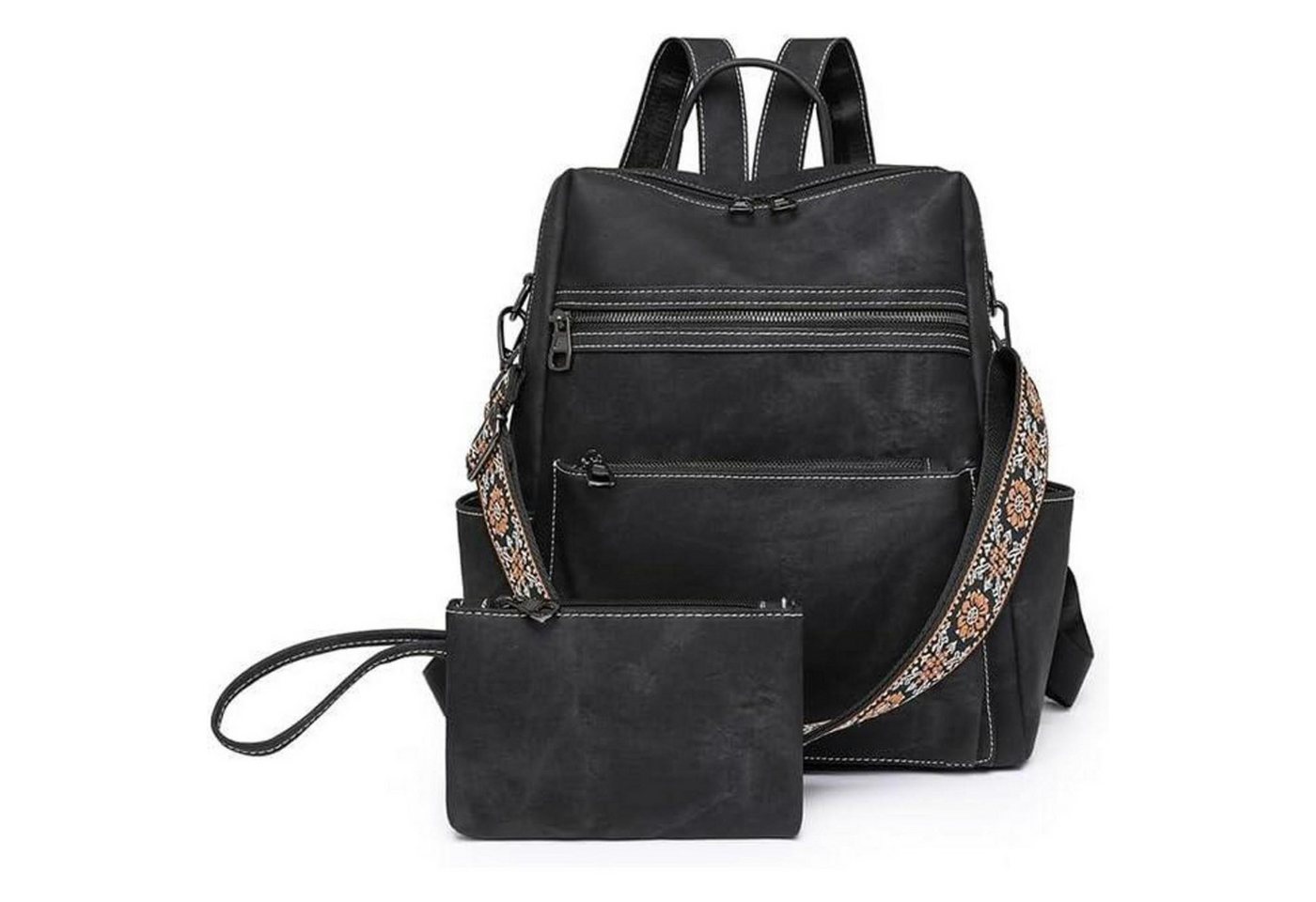 LuxusKollektion Cityrucksack Rucksack Frauen Antidiebstahl Wasserdicht Leichtgewicht PU Schwarz von LuxusKollektion