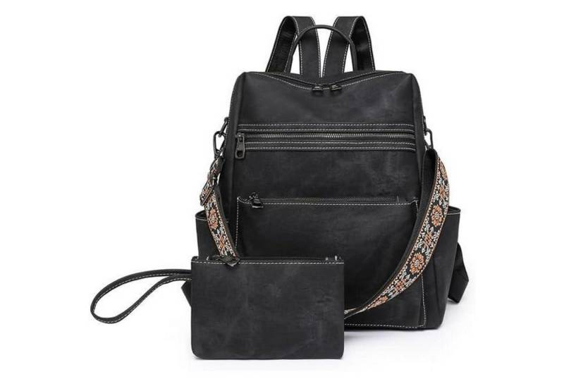 LuxusKollektion Cityrucksack Rucksack Frauen Antidiebstahl Wasserdicht Leichtgewicht PU Schwarz von LuxusKollektion