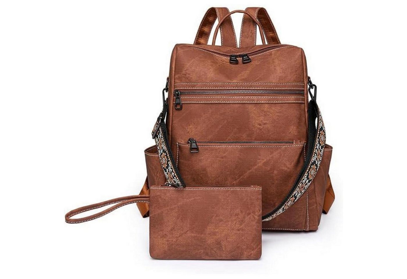 LuxusKollektion Cityrucksack Rucksack Frauen Wasserdicht Antidiebstahl PU Brown von LuxusKollektion