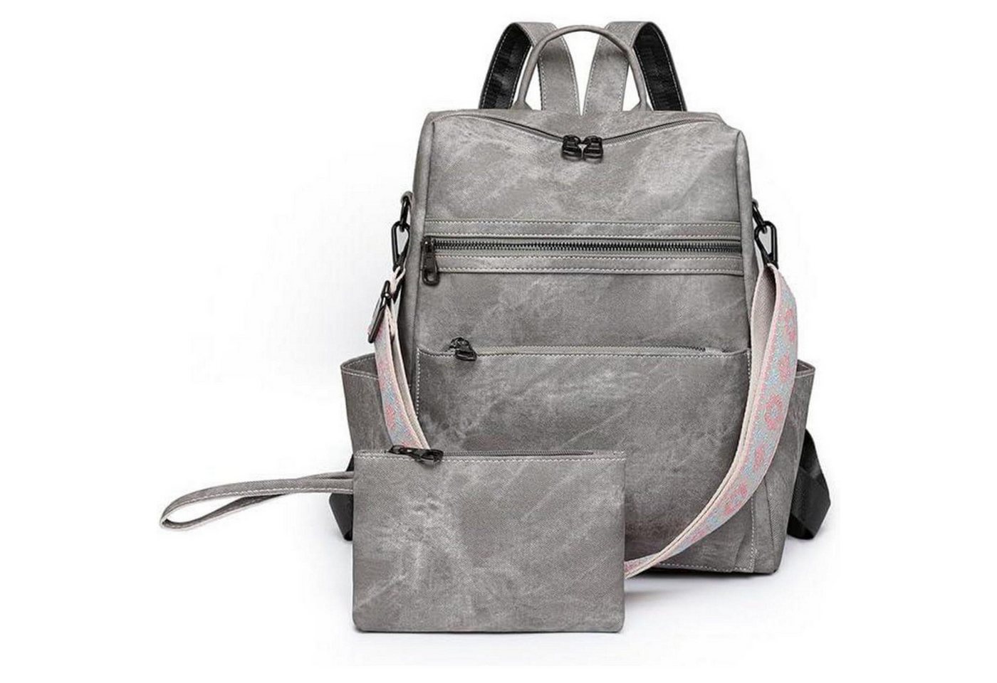 LuxusKollektion Cityrucksack Rucksack Frauen Wasserdicht Antidiebstahl PU Leichtgewicht Grau von LuxusKollektion