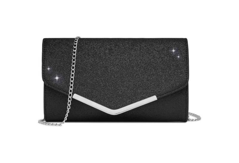 LuxusKollektion Clutch Clutch Damen Abendtasche Kettentasche Hochzeit 4-3 Schwarz-glitzer von LuxusKollektion