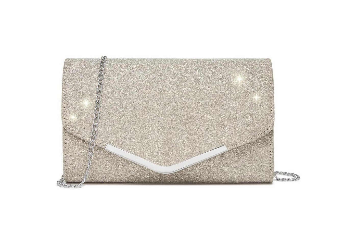 LuxusKollektion Clutch Clutch Damen Abendtasche Kettentasche Umhängetasche 4-2 Gold-glitzer von LuxusKollektion