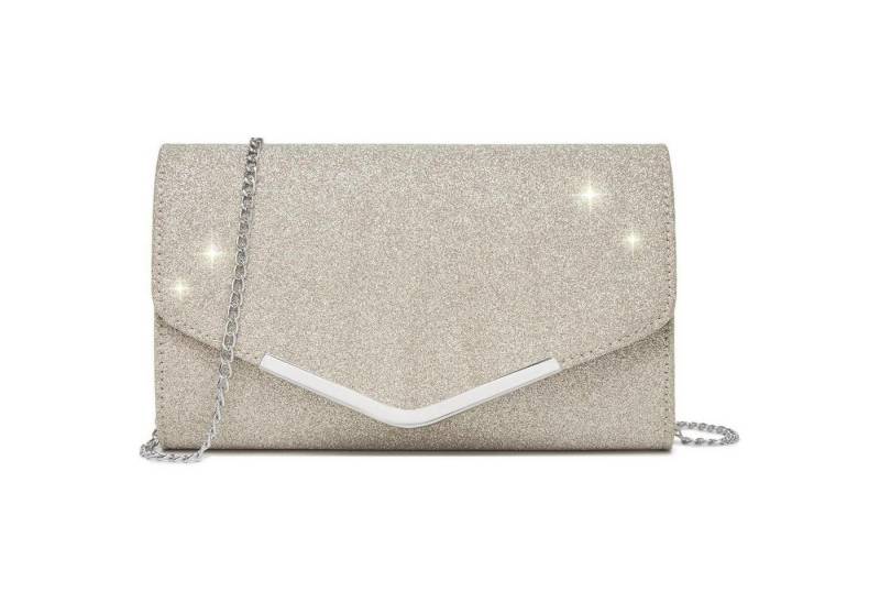 LuxusKollektion Clutch Clutch Damen Abendtasche Kettentasche Umhängetasche 4-2 Gold-glitzer von LuxusKollektion